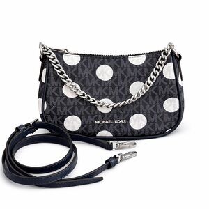 Michael Kors Carmela Small Navy & White Polka Dot Pochette Crossbody Bag NWOT